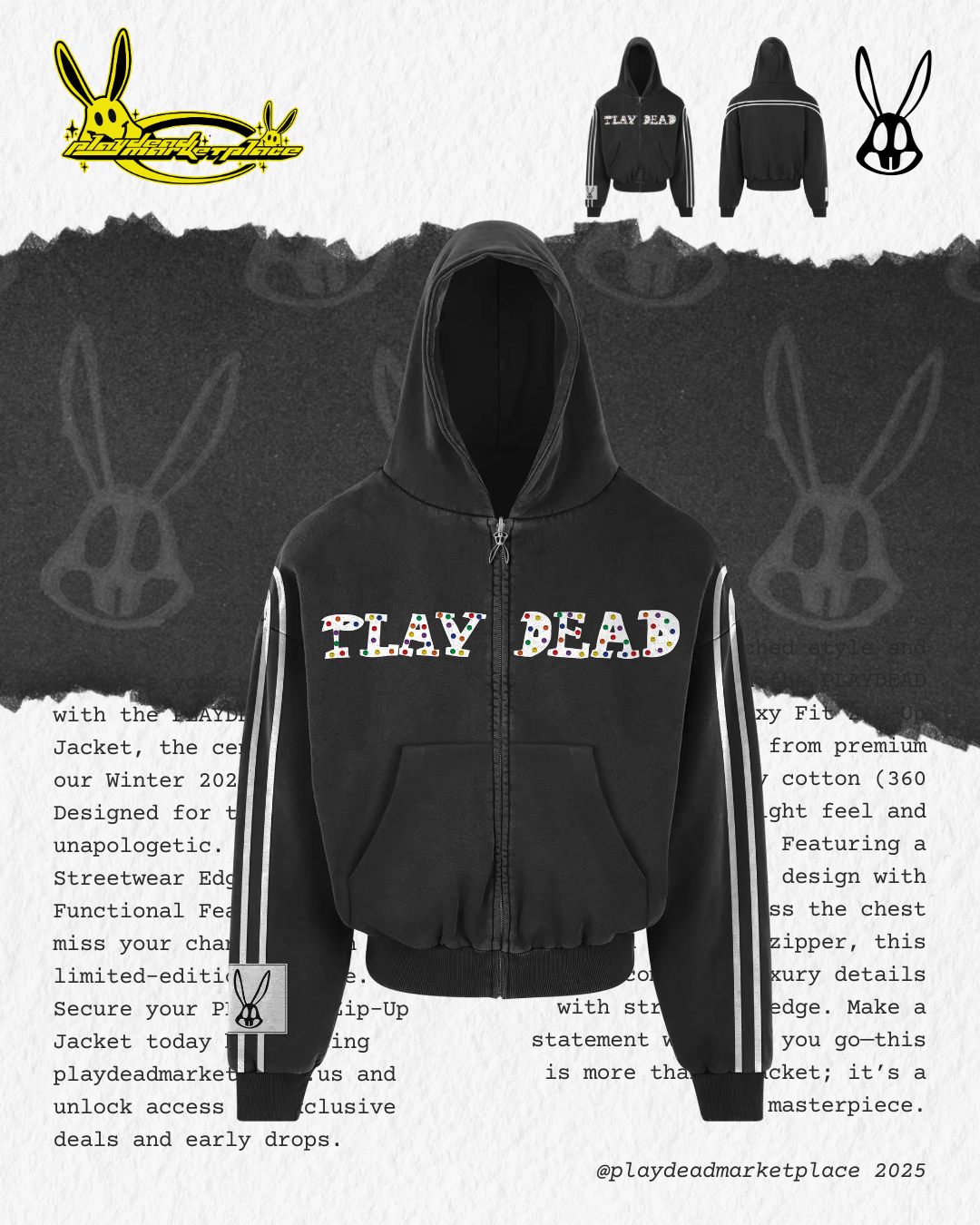 Ensemble Playdead Rhinestone Zip-Up Jacket & Sweatpants set